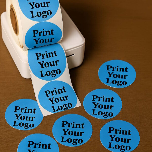Custom Round Stickers (100) - Blue - Creasale