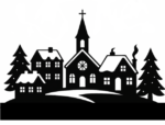 SVG PNG Christmas Village and Santa
