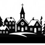 SVG PNG Christmas Village and Santa